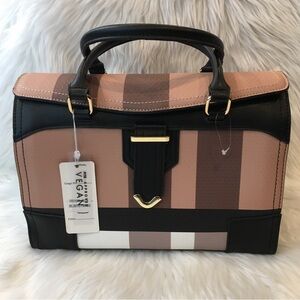 Vegan Leather The Doctor Style Plaid Handbag